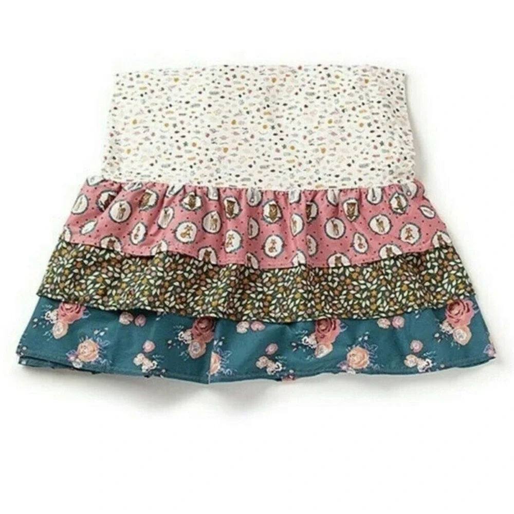 MATILDA JANE Girls Twin bed dust ruffle Tiered Skirt Bedroom Rosy Blossom NEW